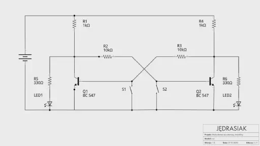 Multiwibrator dwustanowy bistabilny – schemat
